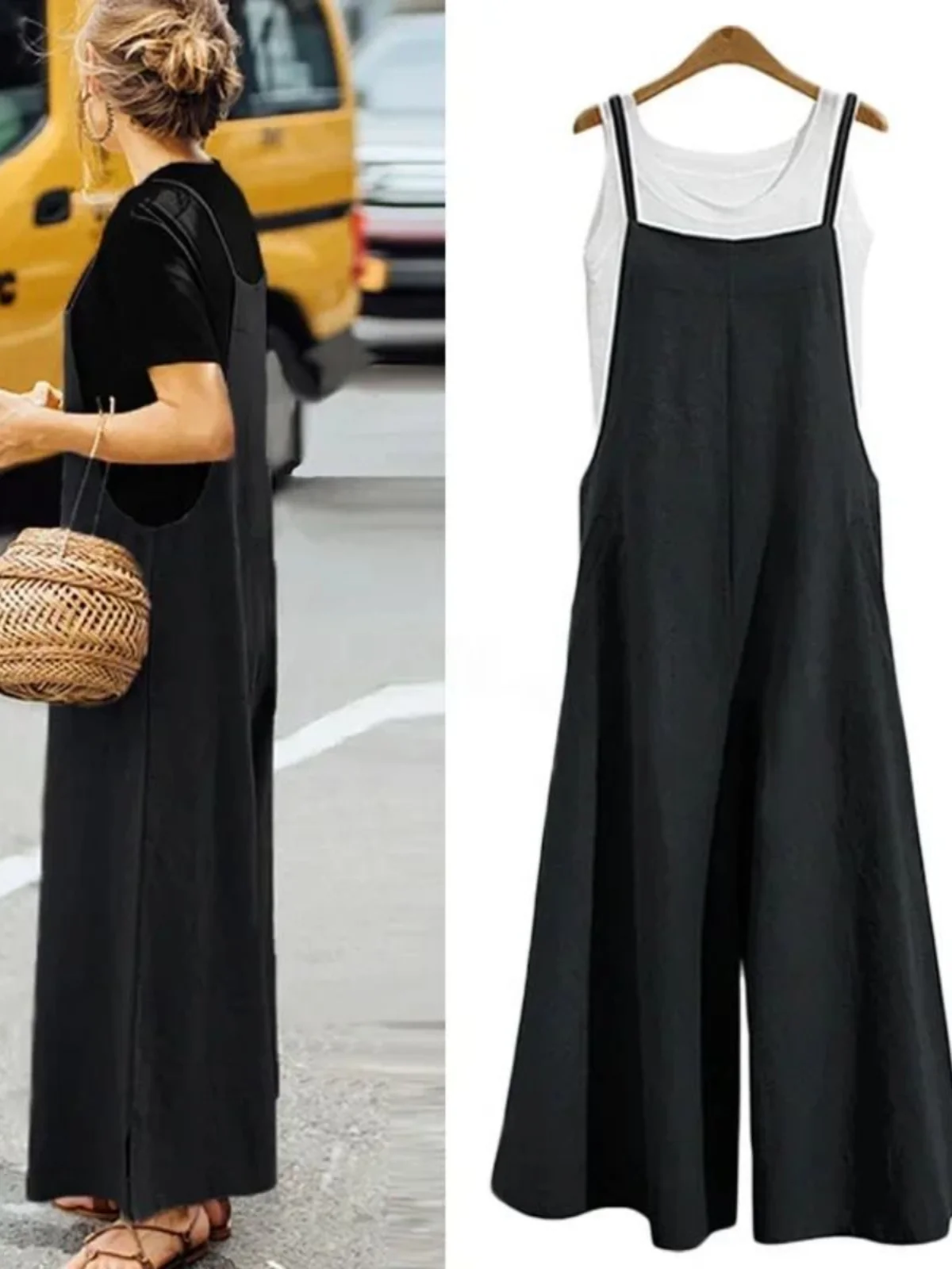 Mono hoado informal de pierna ancha para mujer, estilo urbano, cintura media, plones largos de poliéster, mono recto de...
