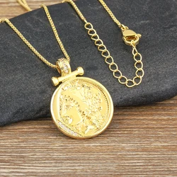 Nidin European and American Fashion Round Shape Coin Personalized Head Image Label Pendant Necklace Fine Party Jewelry Gift