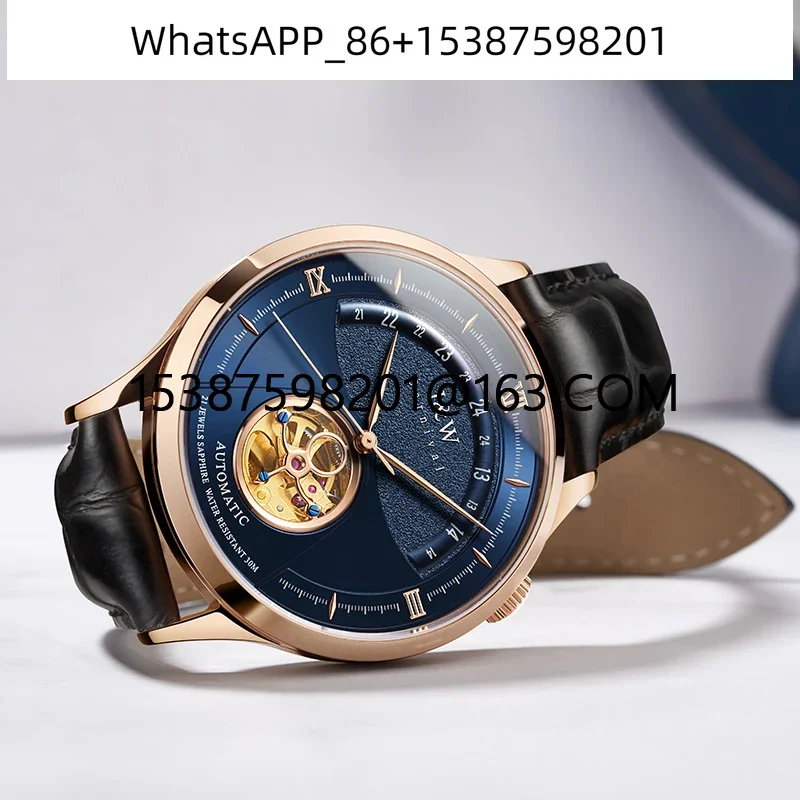 Luxury Tourbillon Mechanical Watch Top brand I&W MIYOTA Movement Automatic Watch Men Sapphire 30m Waterproof Leather Band Montre