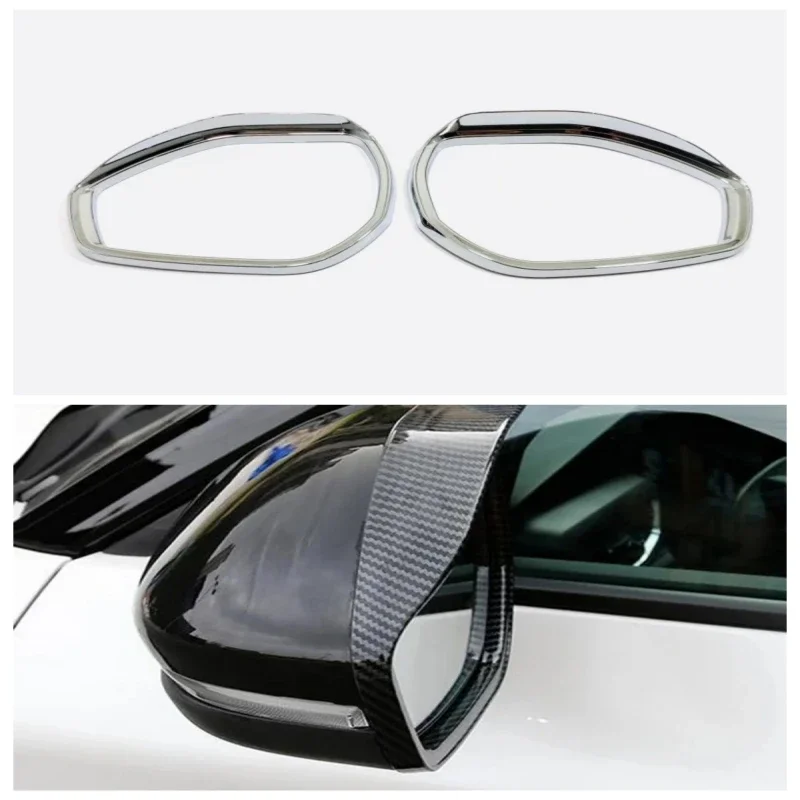 For Ford Explorer 2020 2021 2022 2023 Car Eyebrow Rear Rearview Side Glass Mirror Trim Frame Rain Shield Sun Visor Shade 2pcs