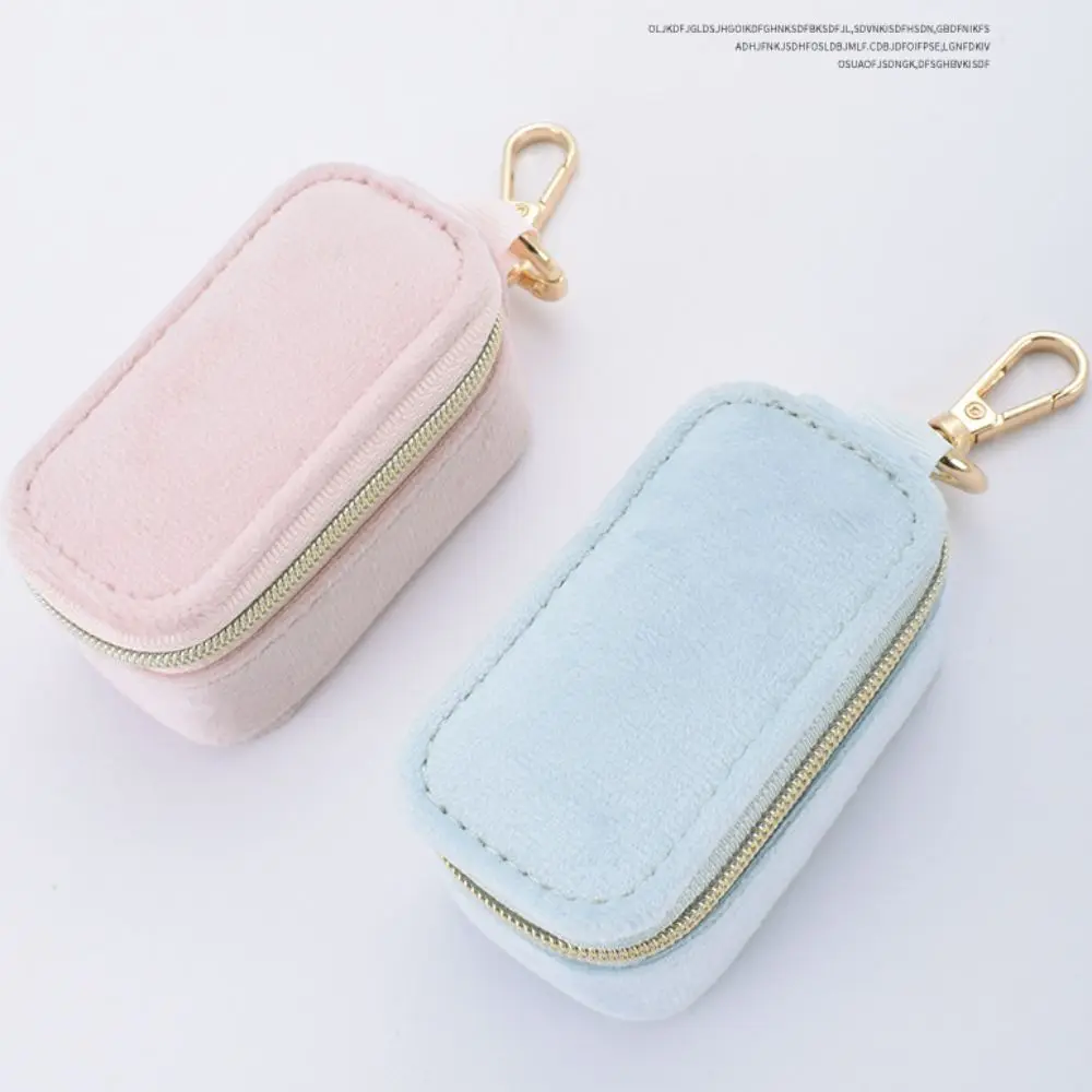 

Mini Size Jewelry Storage Box Zipper Closure Velvet Material Ring Box Multi-partition Candy Color Jewelry Organizer Travel Use