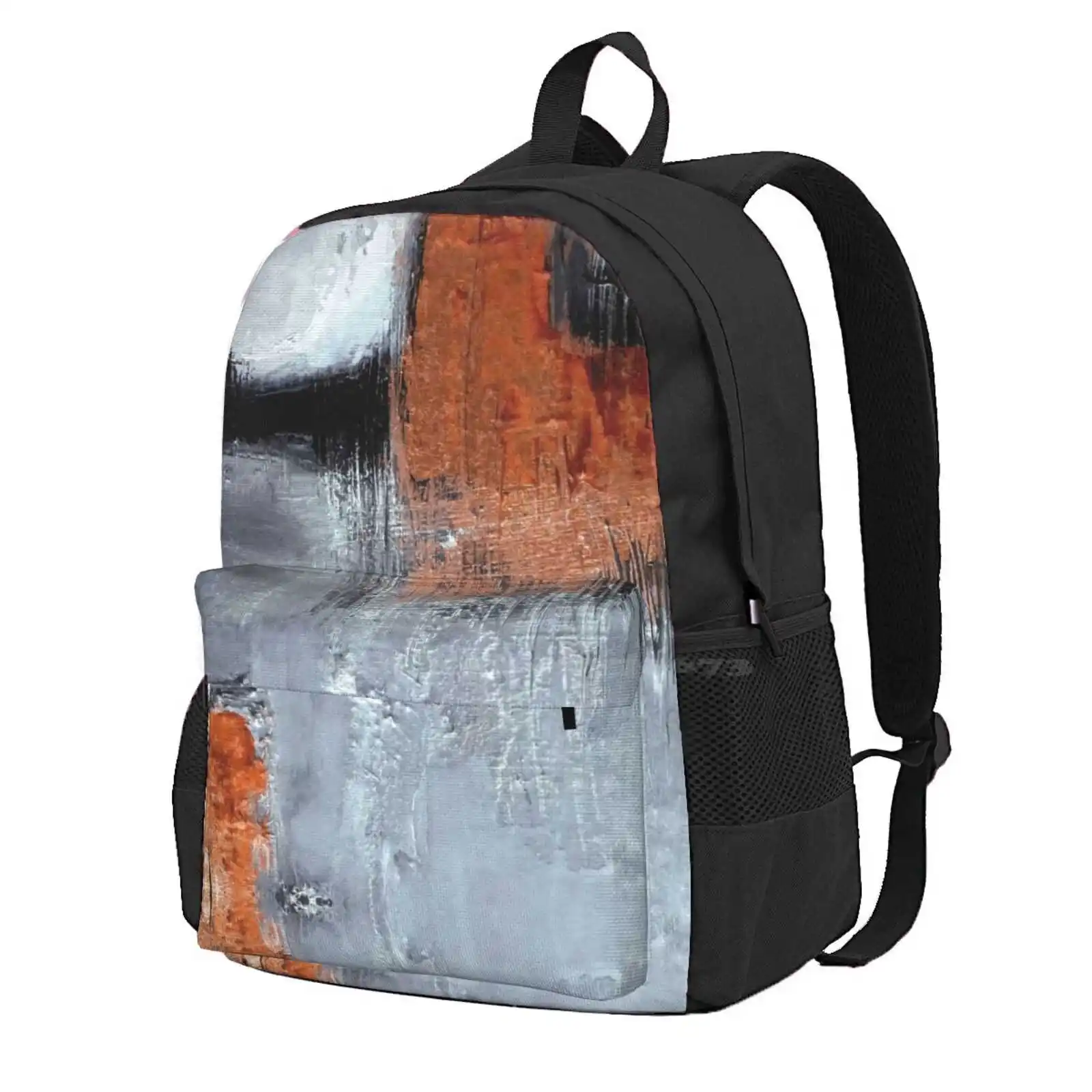 Black Orange Abstract Hot Sale Schoolbag Backpack Fashion Bags Black Orange Abstract Modern Art Set Industrial Original