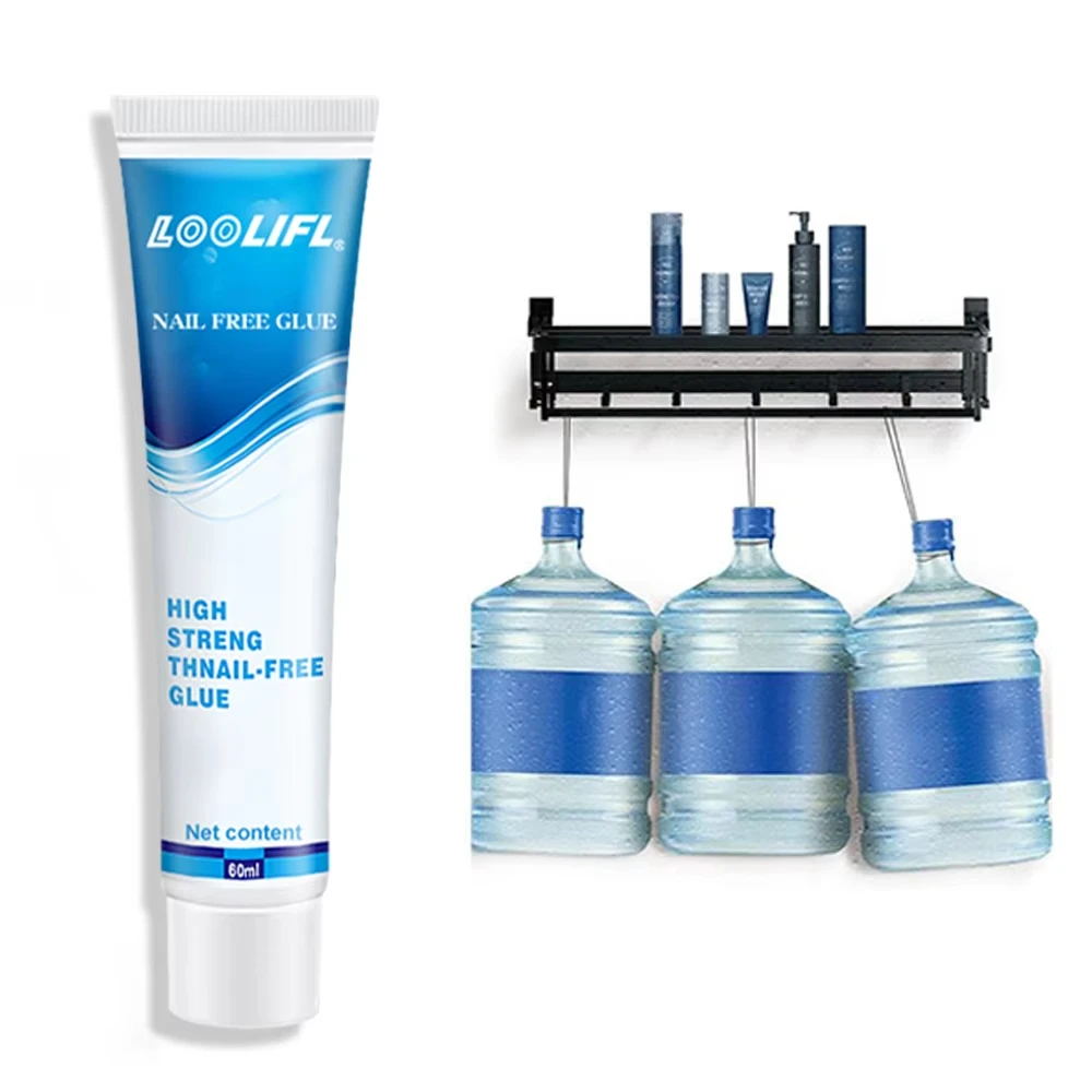 Loolifl Nail-Free Adhesive Bpcs Set 60g High-Strength No-Drill Adhesive Multi-Purpose Heavy-Duty Instant Adhesive for Wall Mounting, Suitable for Metal, Glass, Wood, Ceramic, Plastic, Tile, Hardware, Decoration, Nail-Free Strong Sealant, Factory Direct Supply, 100% Genuine Product