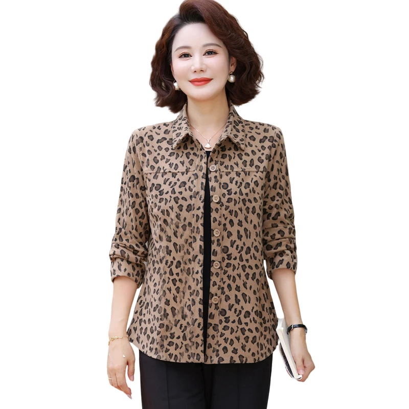 Blusa mãe elegante feminina primavera outono elegante camisa de manga comprida