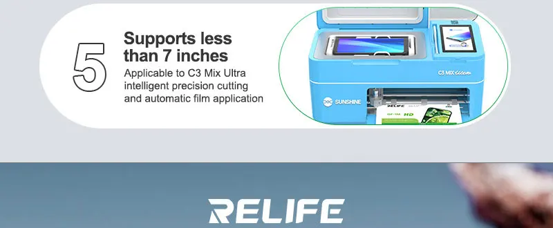 RELIFE GF-1M GF-5MS GF-6M GF-7MU GF-8M HD/Privacy/UV-Hydrogel-Folie zum Schutz des Telefonbildschirms, anwendbar auf C3 Mix Ultra – Detail 5
