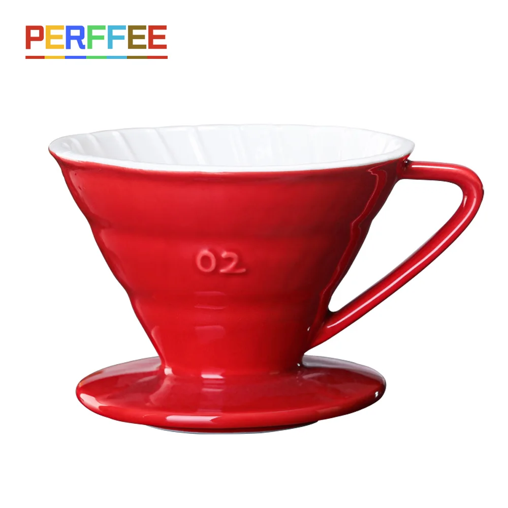 Ceramic Coffee Dripper Two-Color Pour Over Coffee Maker Cloud V Shape Drip Coffee Filter Double White Red Brown V01 V02