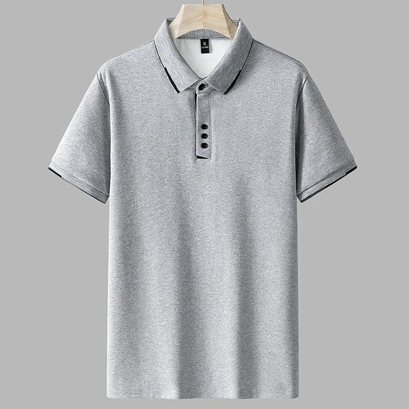 Men's high quality summer new lapel men's short sleeve polo shirt fringe solid color business casual men's polo shirt M-6XL 7XL image 3