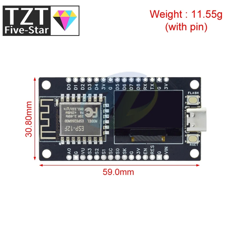 NodeMCU ESP8266 V3 Development Board With 0.96 Inch OLED Display CH340 ESP-12F WiFi Module TYPE-C USB For Arduino/Micropython