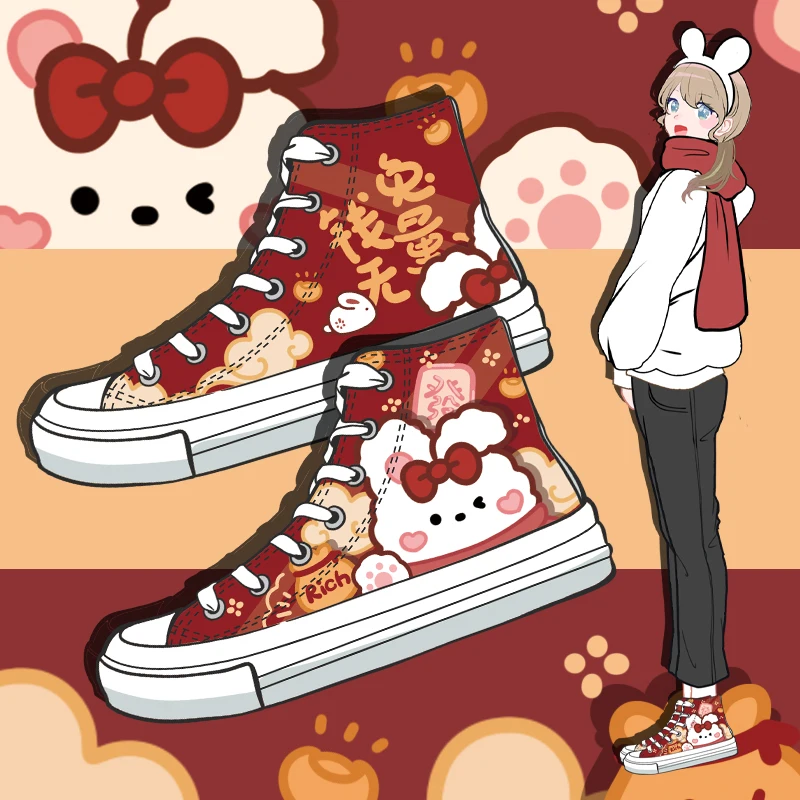 Amy und Michael 2023 Frühling Neue Kawaii Anime Schuhe Schöne Mädchen Studenten Casual Flache High Top Sneakers Frau Vulkanisieren Schuhe