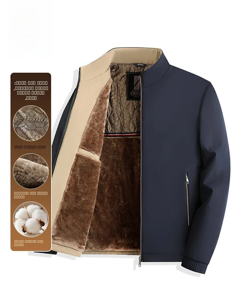 

Мужская утепленная куртка Lorom с флисовой подкладкой, осенне-зимнее теплое хлопковое пальто для отцов, повседневное, свободного кроя, с длинными рукавами