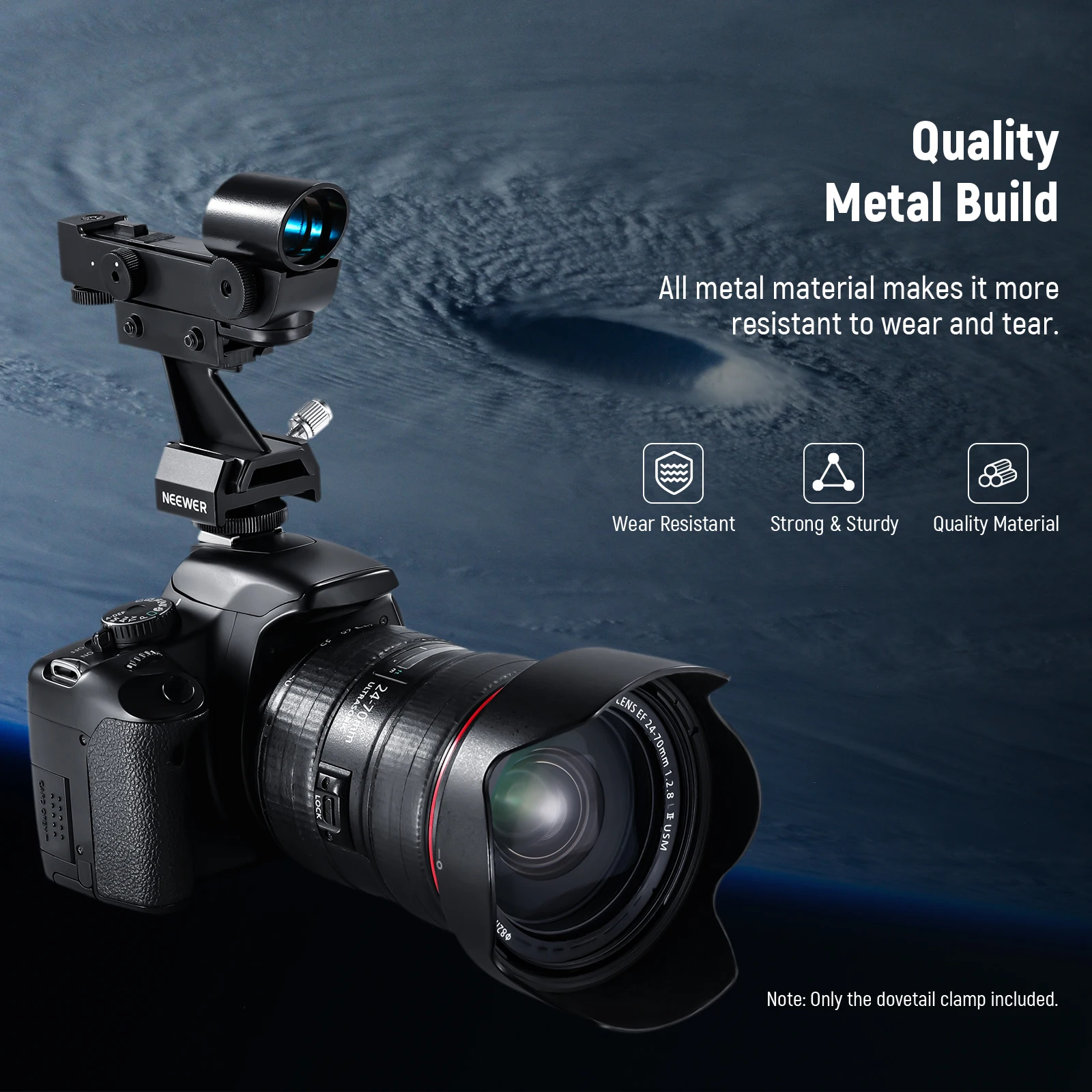 NEEWER Telescope Finderscope Mount Adapter All Metal with Cold Shoe & 1/4" Thread for Camera Hot Shoe Mount