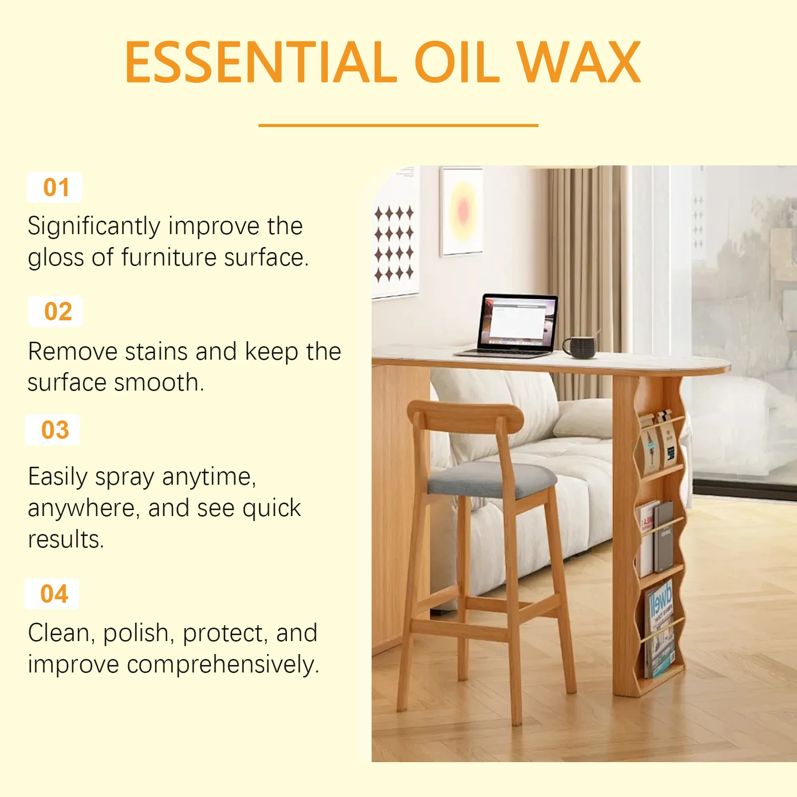 Ouhoe Beeswax Spray Furniture Polishing Agent Wooden Surface Care Wear Resistant Shiny Maintenance Solution For Floor Household