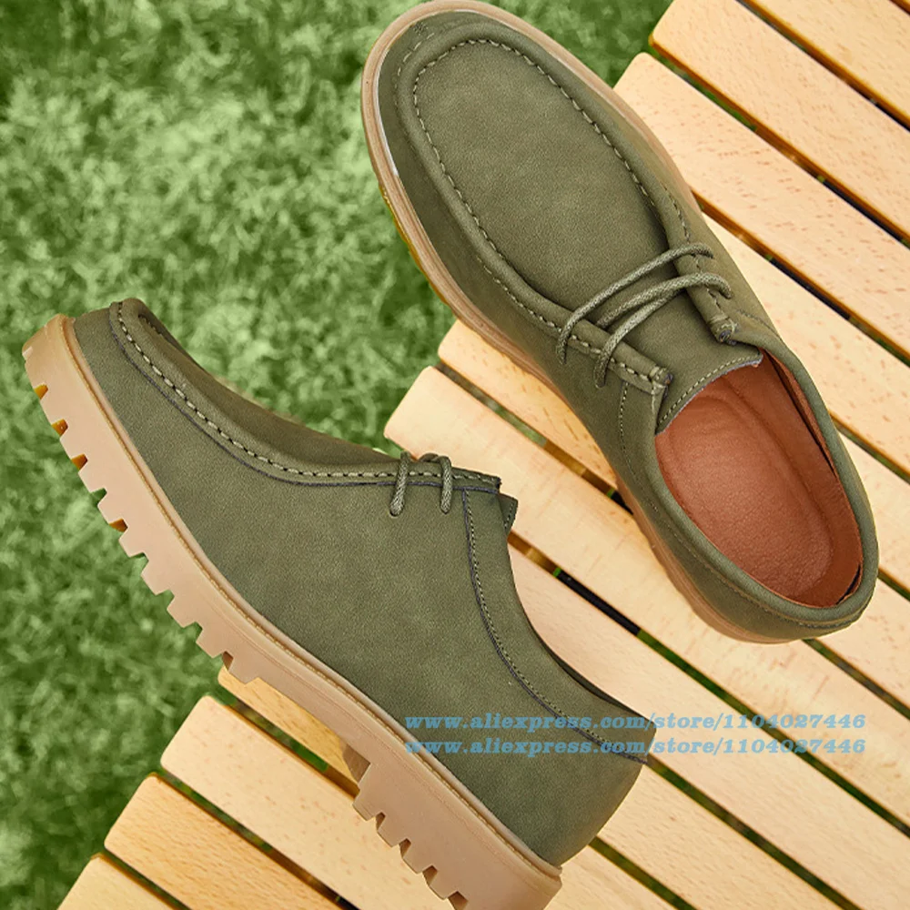 

Thick-Soled Derby Shoes Low Cut Lace-Up Men's Shoes Casual Shoes Wear-Resistant Trendy Luxury Handmade Shoe Men's Shoes