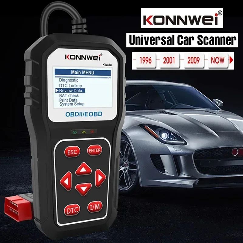

KONNWEI KW818 OBD2 EOBD2 автомобильный считыватель кодов детектор двигателя автомобильный диагностический инструмент поддержка бесплатной системы обновления OBD2 автоматический сканер