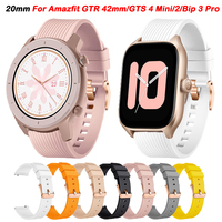 20mm Watch Strap For Amazfit GTR 42mm/GTS 4 Mini/2/Bip 3 Pro/Lite/U Pro Bracelet Silicone Replacement Sport Smart Watch Band