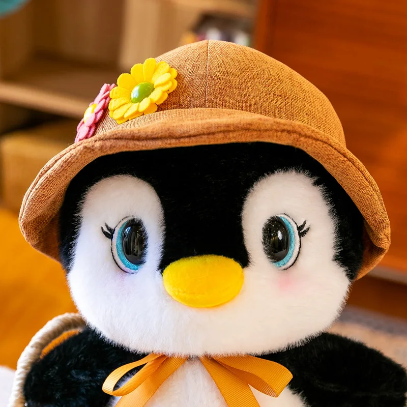 New Penguin Round Plush Toy Doll Daisy Couple Penguin Cartoon Penguin Animal with Hat Children\'s Birthday Christmas Gift
