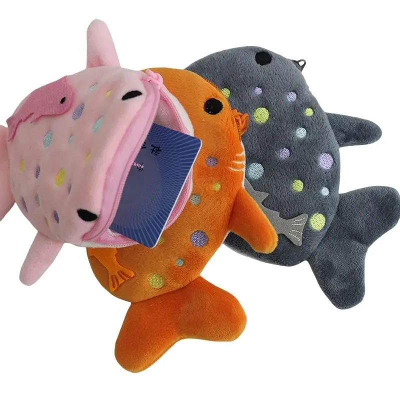 Práctico y lindo monedero de mini ballenas de tiburón azul, bolso de cambio con cremallera para mujer y bolsa para llaves de auriculares