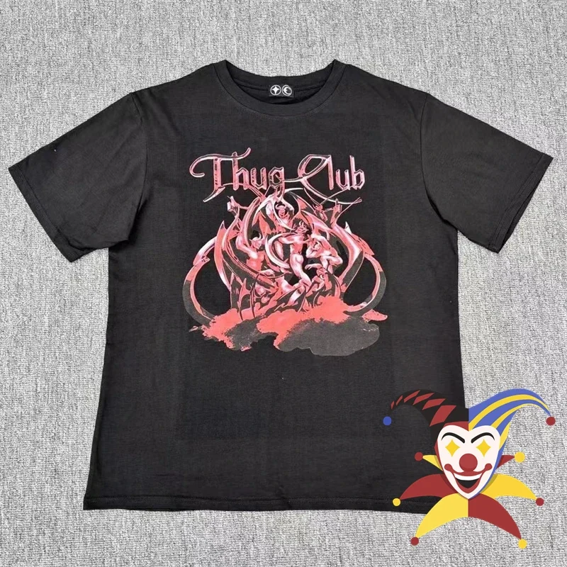 

THUG CLUB Digital Printing Tee Men Women Vintage T-shirt Tops Oversized Short Sleeve T Shirt