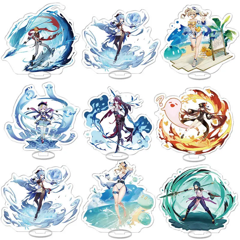 10CM Anime Figure Genshin Impact Zhongli Hu Tao Xiao Beelzebul Acrylic Stand Model Plate Desk Decor Standing Sign Fans Gift