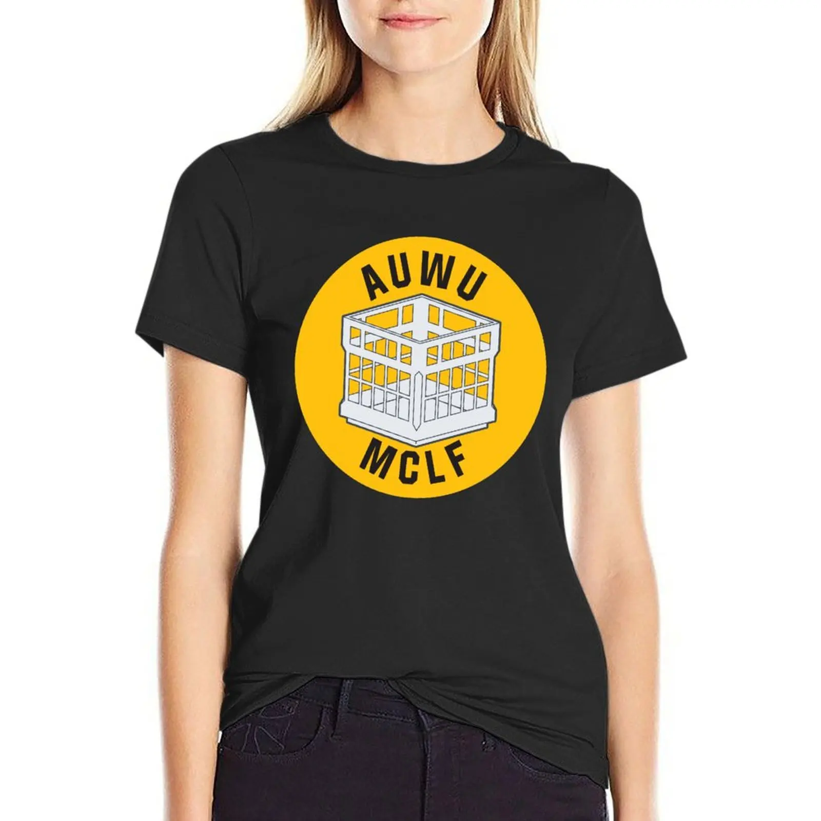 AUWU MCLF (yellow) T-Shirt graphics Short sleeve tee plus size tops tops t shirts for Womens