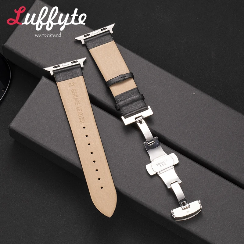 Ultra-thin Leather Strap for Apple Watch 1-10 SE Ultra Men\'s and Women\'s Band 49/46/45/44/42/41/40/38mm Watchband Accessories