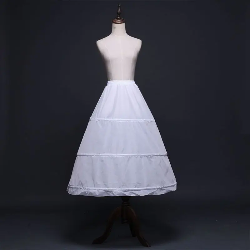 Women 3 Hoops A-Line Petticoat Adjustable Drawstring Waist Wedding Bridal Dress Crinoline Single Layer Ball Gown Underskirt Slip