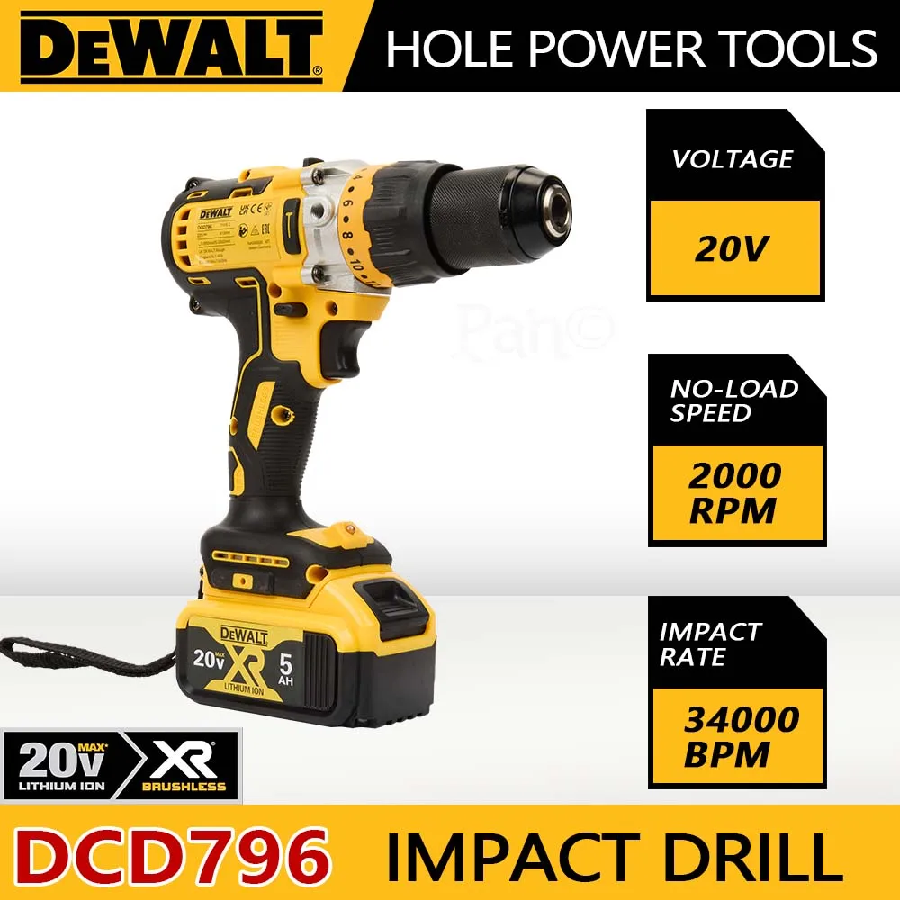 DeWalt Brushless Lithium Battery Charging Electric Hand Drill Pistol Drill Electric Screwdriver Tool Dcd796d2