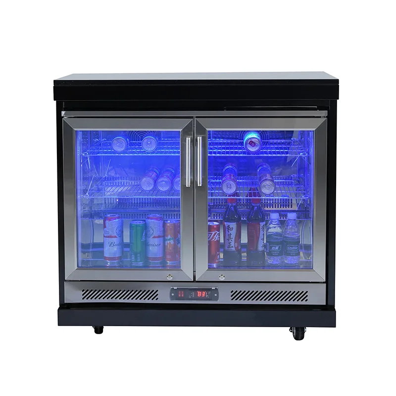 New Design Custom Black Marble Countertop Stainless Steel Outdoor Two Single Door Refrigerator