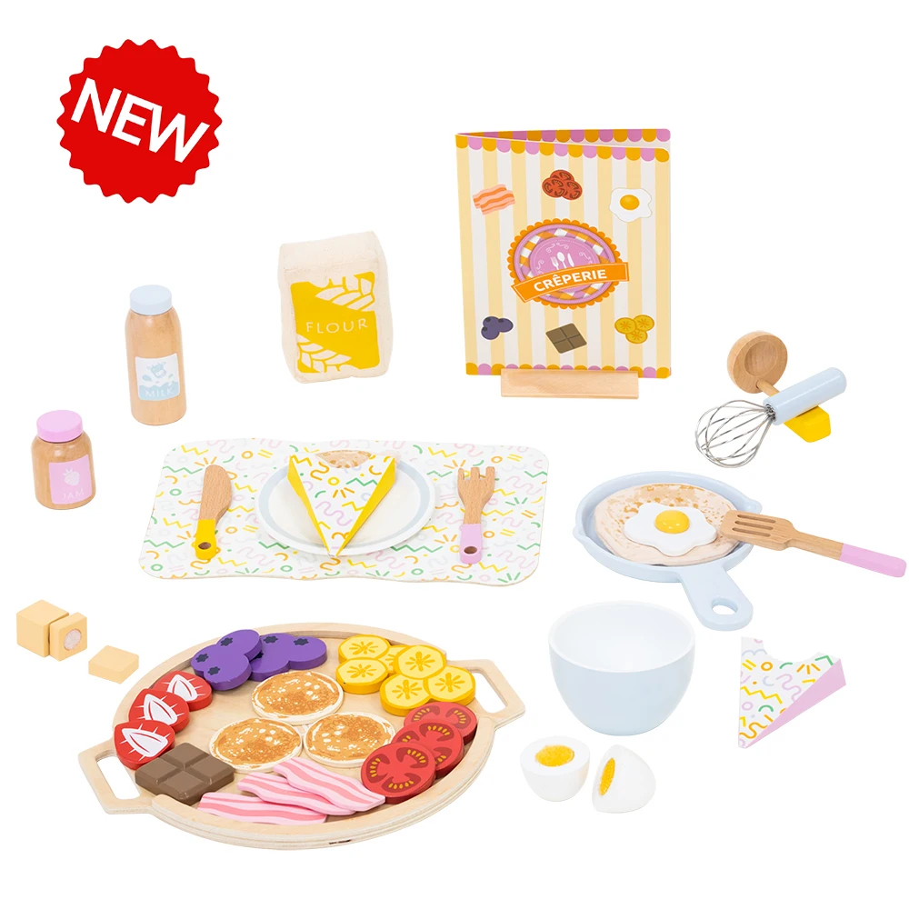 Juego de panqueques para niños, juguete de simulación de panqueques de madera, juguete para niños, cocina, juego de simulación, cocina de comida, juguetes de cocina