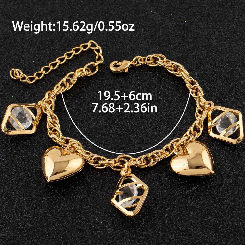 Edelstahl-Schmuckarmband mit Kristallherz-Anhänger, Modisches Accessoire, Charm-Armbänder für Frauen, Alltagsschmuck, Geschenke – Detail 2