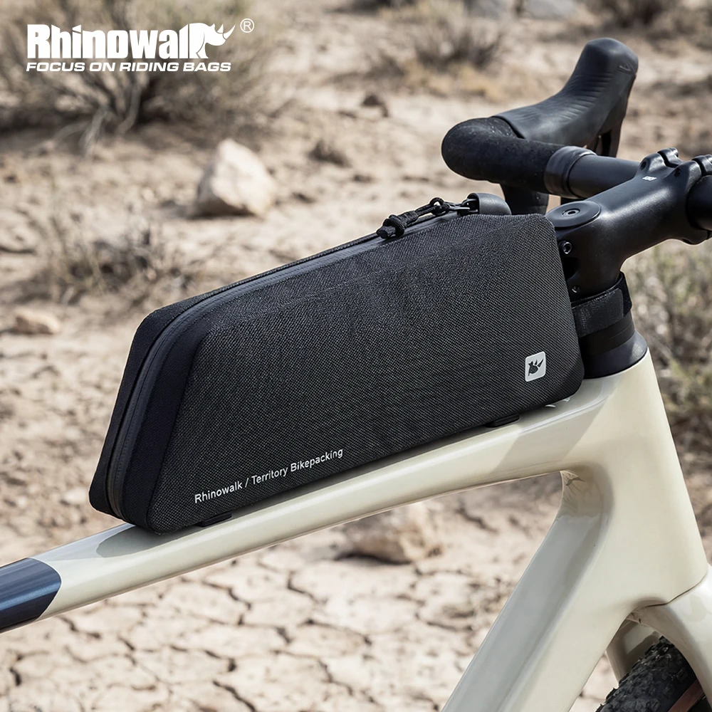 Strap InstallationRhinowalk Bike Top Tube Bag 1L Waterproof Bike Frame Bag Cycling Storage Bag Bikepacking Accessories Screw Or