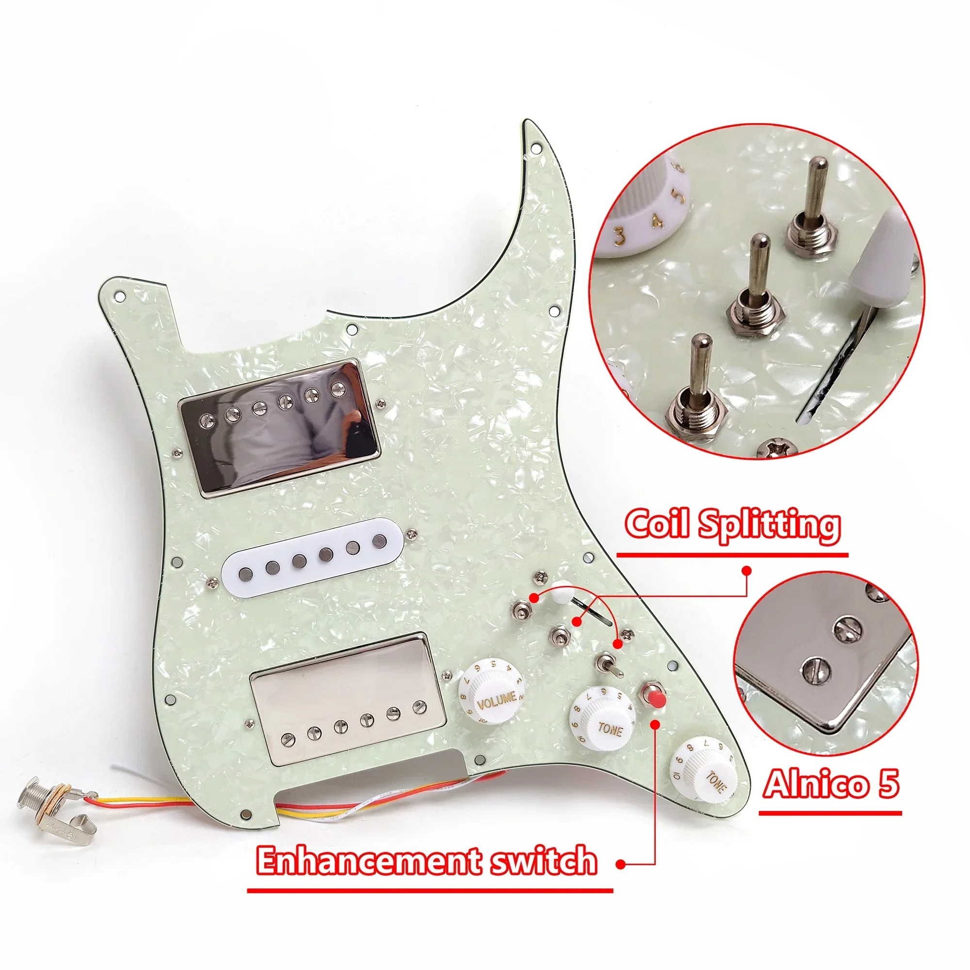 Guitar Prewired Loaded Pickguard Set with Coil Splitting Alnico 5 Humbucker Pickups Set for ST 11 Hole Guitar Accessoires