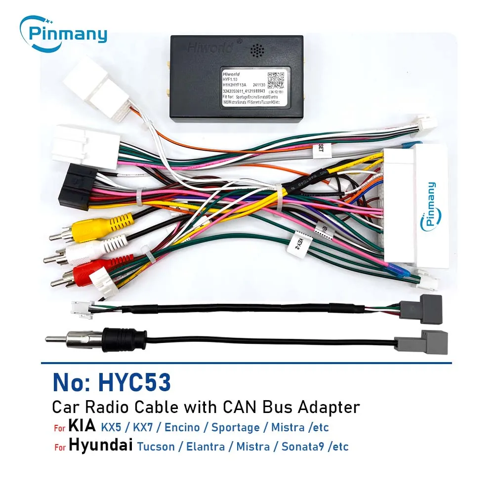 

Car Radio Power Wire Harness Cable HYC53 CAN Bus adapter for Hyundai Tucson Sportage Sonata 9,for KIA K5 Encino Optima Seltos