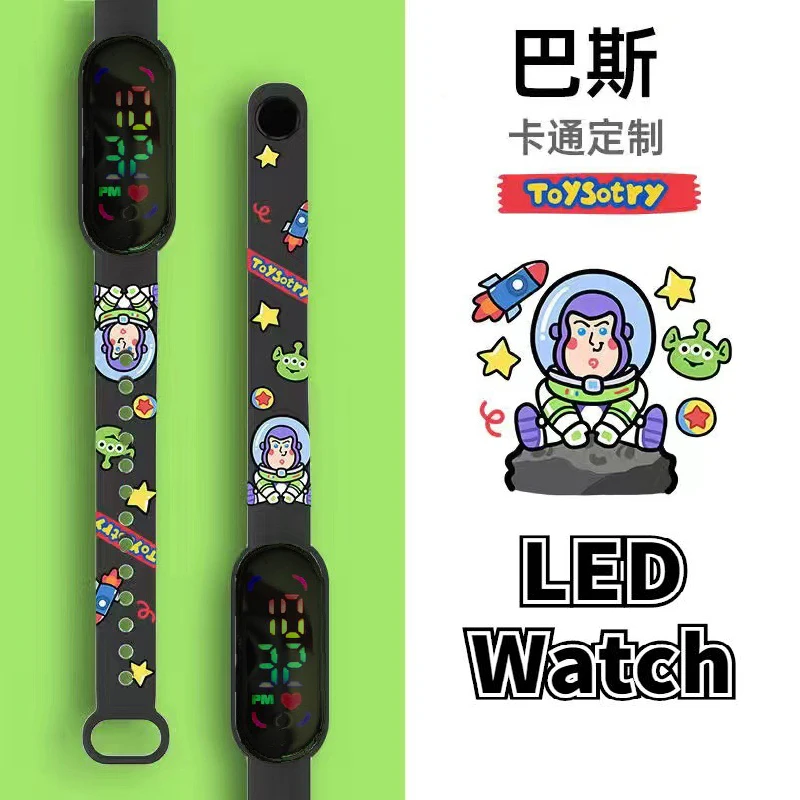 Disney Winnie the Pooh children's watches cartoon Buzz Lightyear Stitch LED touch waterproof electronic kids watch birthday gift