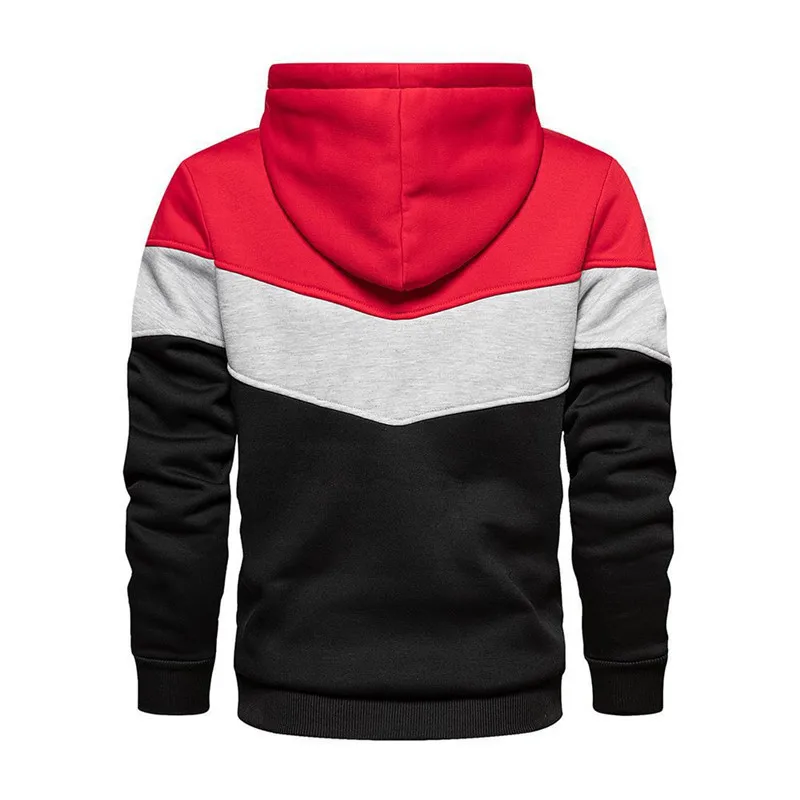 Brand Three Splice Color Hoodies Mens Long Sleeve Autumn Spring Casual Sweatshirt Hooded Top Boy Outdoor Sport Jogging Sweater