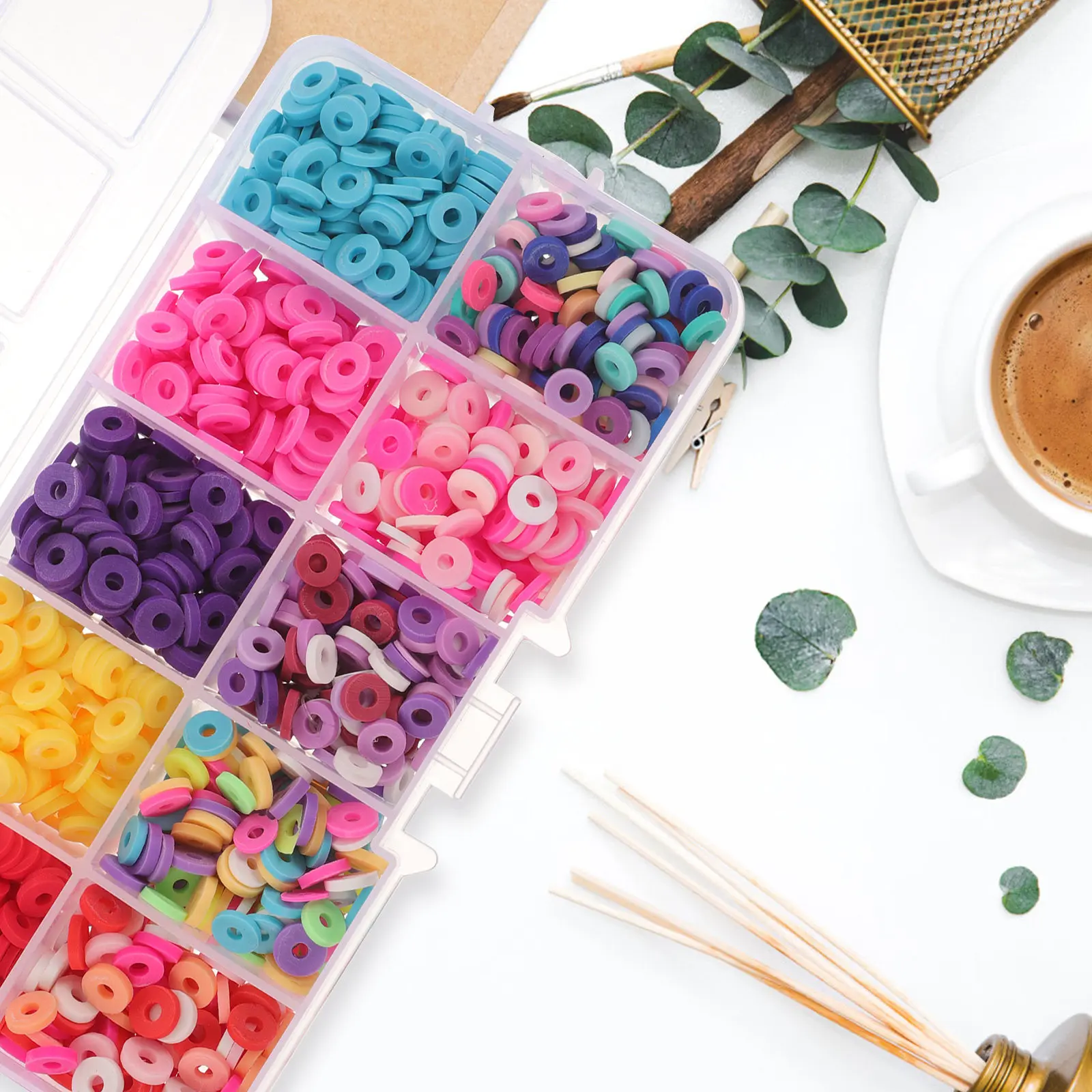 

1500Pcs Handmade Bracelet Jewelry Making Beads Colorful Polymer Clay DIY Craft Supplies for Necklace Earrings Kids Adults Gift