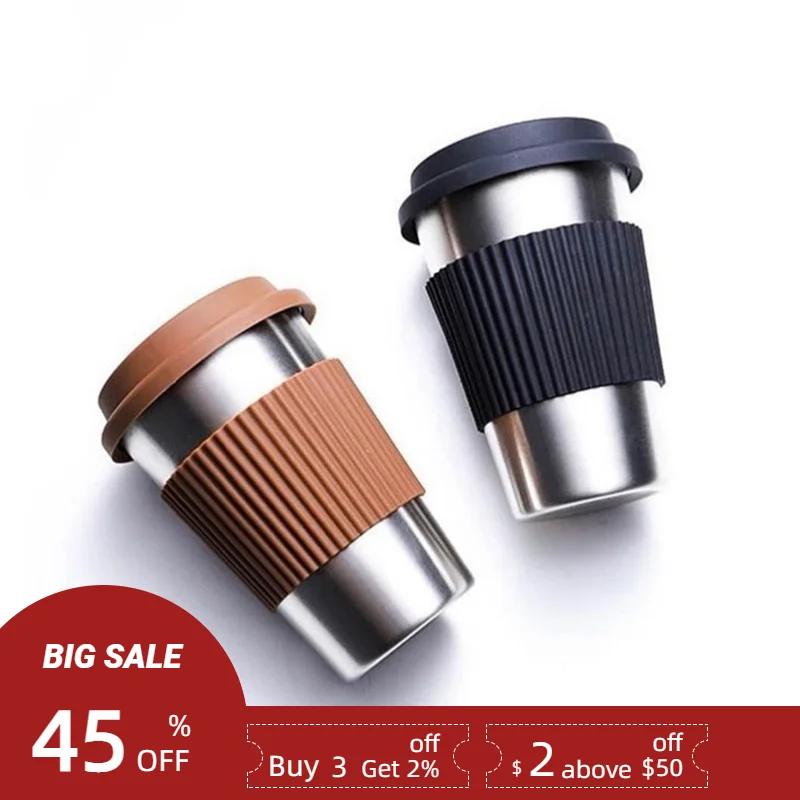 

304 Stainless Steel Thermos for Tea, Coffee Cup, Portable Car Thermal Mug, Travel Mugs with Lid, Anti-Scald Drinkware, 430 ml