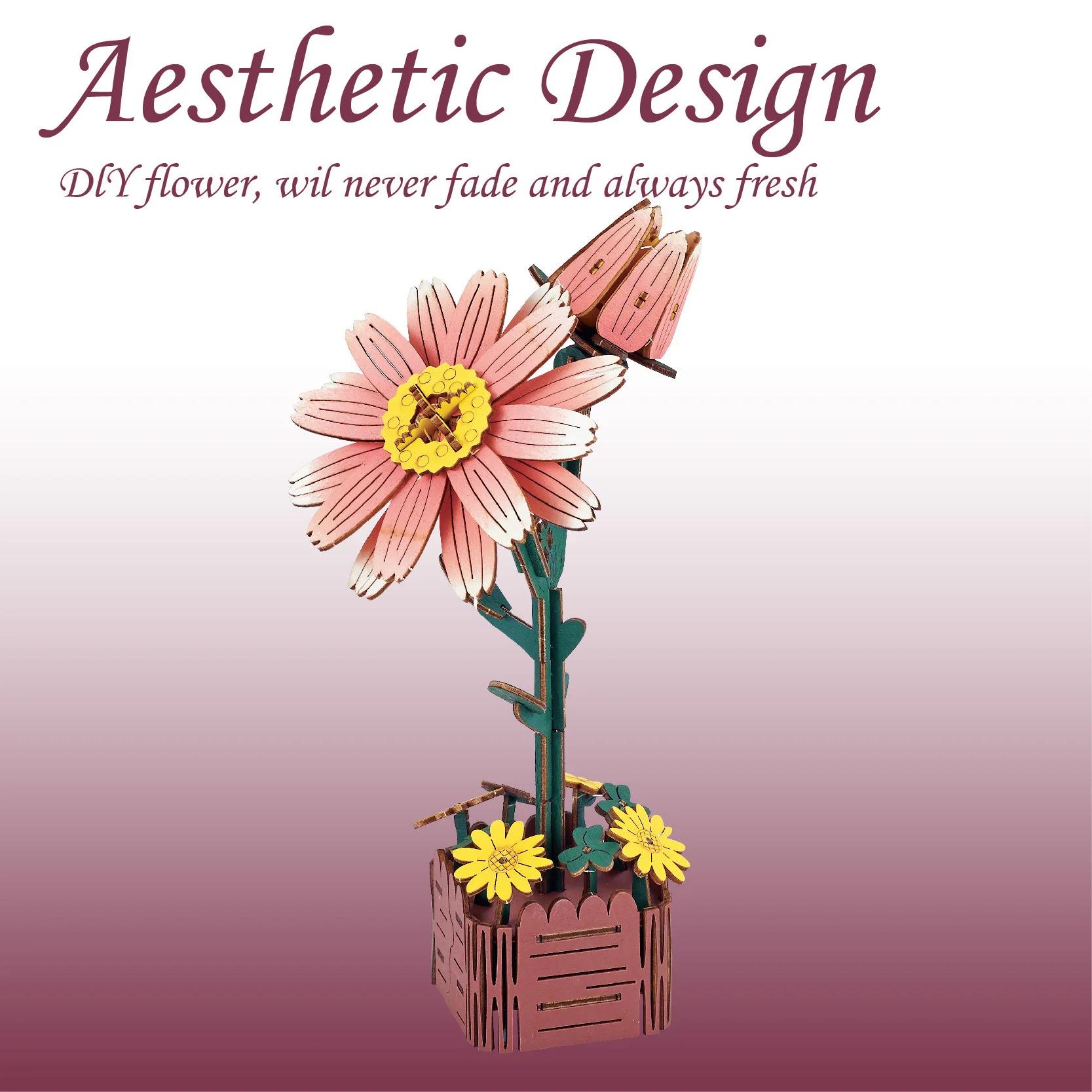 3D Holzpuzzle Blumenstrauß Montage Holzblüte Bastelmodellbausätze Ewige Blumen Heimdekoration Romantisches Geburtstagsgeschenk