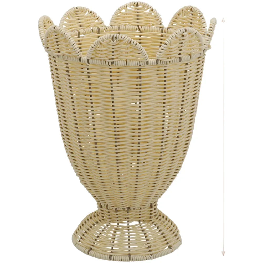 Indoor Decor Basket Featuring Woven Rattan Visual Style Plastic Construction for Living Room Shelf Tabletop Display Purpose