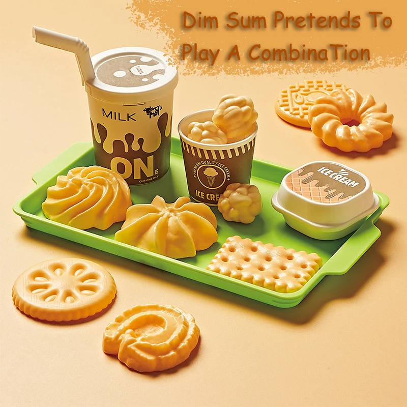 Kids Kitchen Toy Pretends Play Cooking Food Game Hamburger Pizza Snack Fruit Vegetable Simulation Food Set Of Toy For Girls Boys