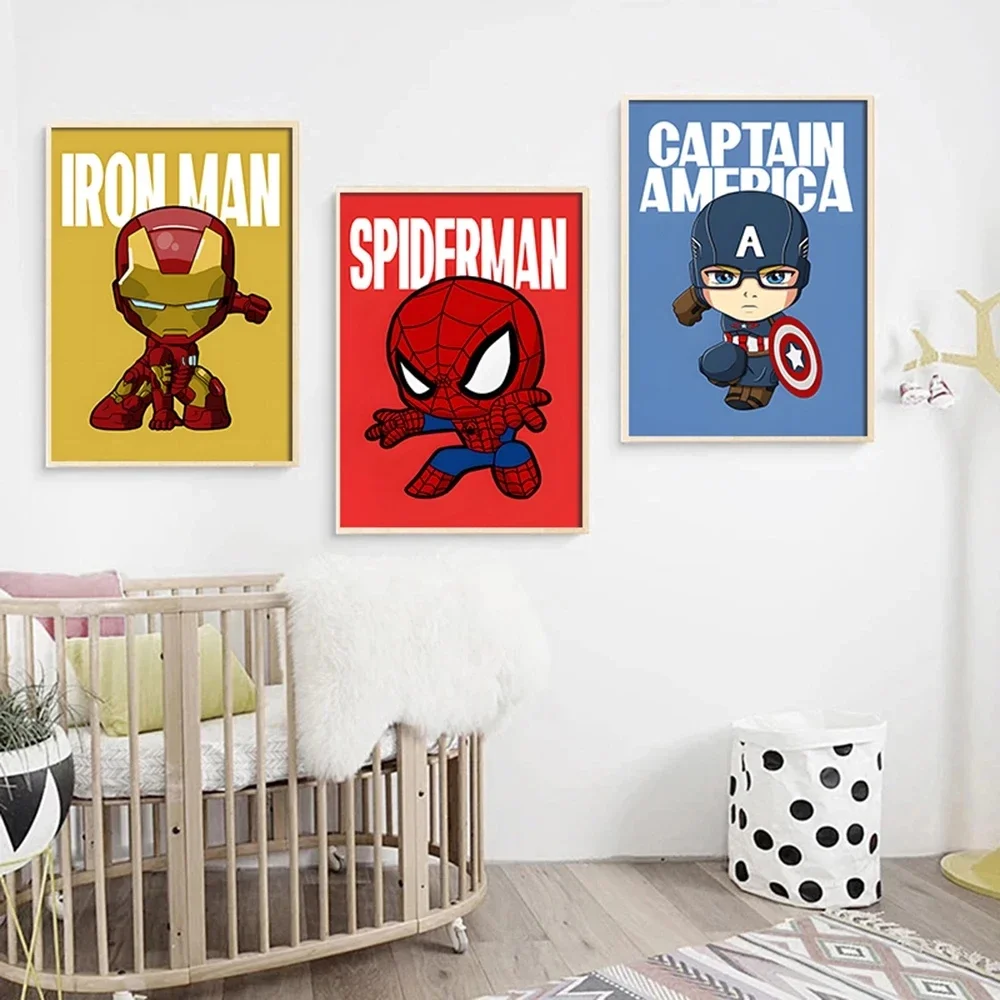 

MINISO Marvel Wall Art Posters SpiderMan Iron Man Avengers Superhero Disney Kid Room Decor Cartoon Canvas Painting Picture Print