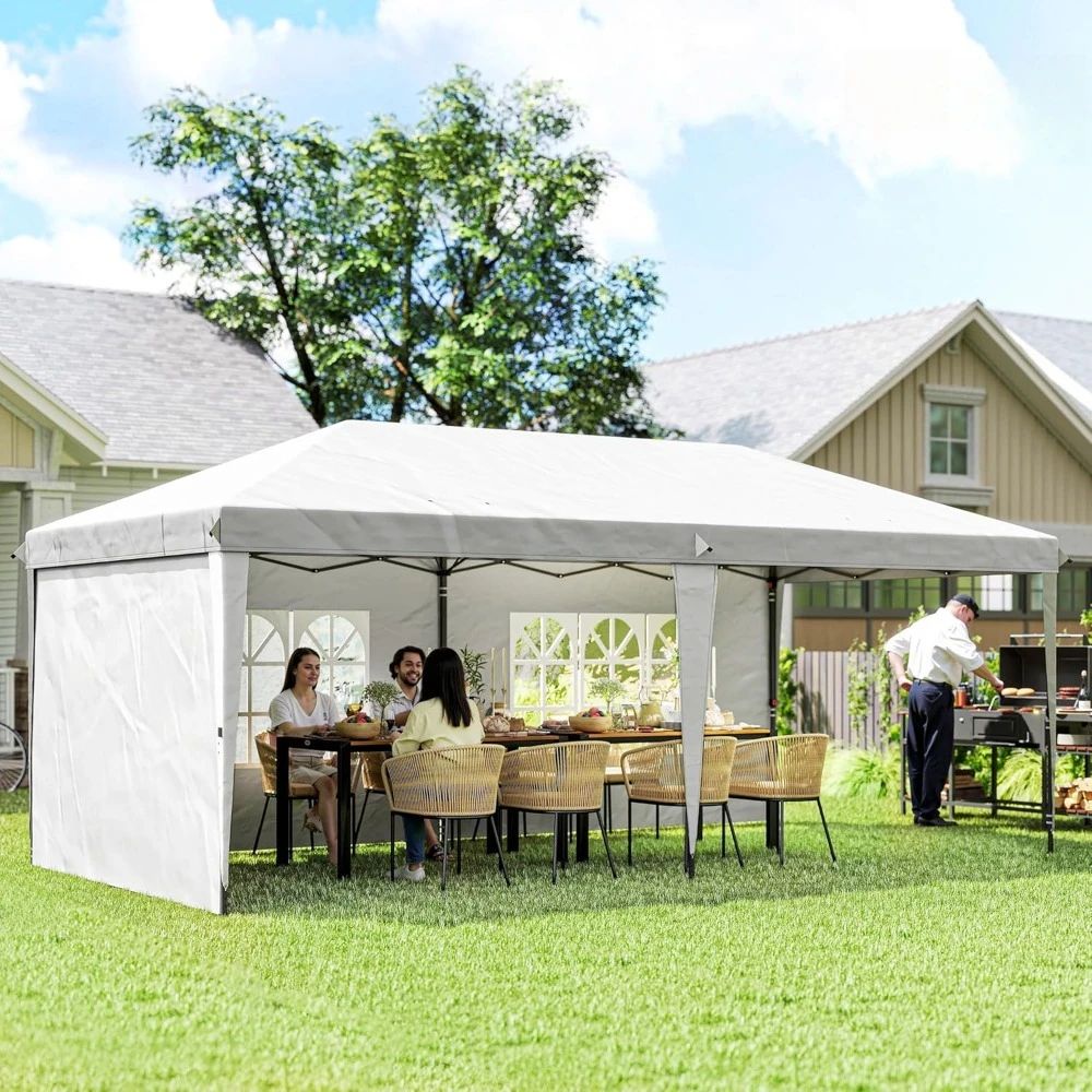 

10' x 20' Pop Up Canopy Tent with 4 Sidewalls, Heavy Duty Tents for Parties, Outdoor Instant Gazebo with Carrying, Customized