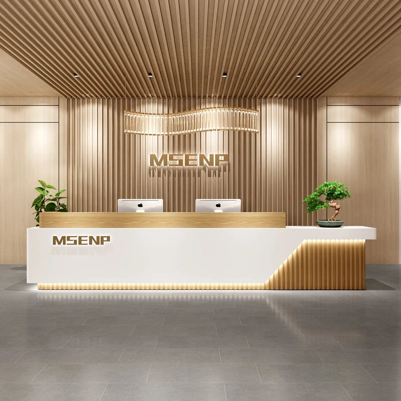 

Modern Glamour Reception Desks Beauty Exquisite Trendy Luxury Reception Desks Simple Storage Theke Empfang Commercial Furniture