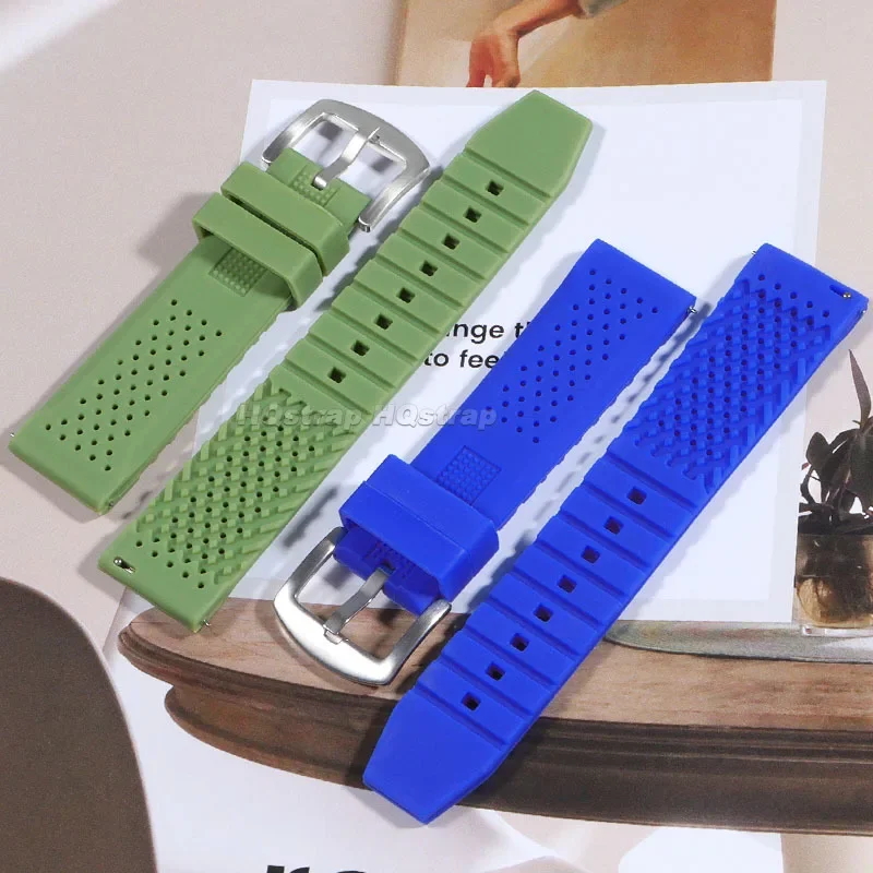 퀵릴리즈 방수 실리콘 시계 밴드, 고무 스트랩, 스포츠 범용 교체 팔찌, 16mm, 18mm, 20mm, 22mm, 24mm