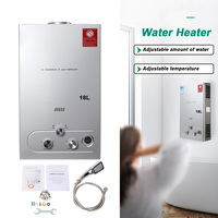18L LPG Propane Gas Water Heater Portable Tankless Instant Hot Water Heater With Shower Head Kit Digital Display Wall-Mounted