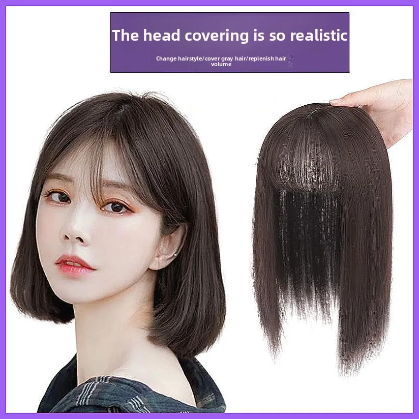 

Natural Hair Topper for Women, Real Human Hair, Cover Gray & Thinning Hair, Breathable & Lightweight, Natural Looking Bangs