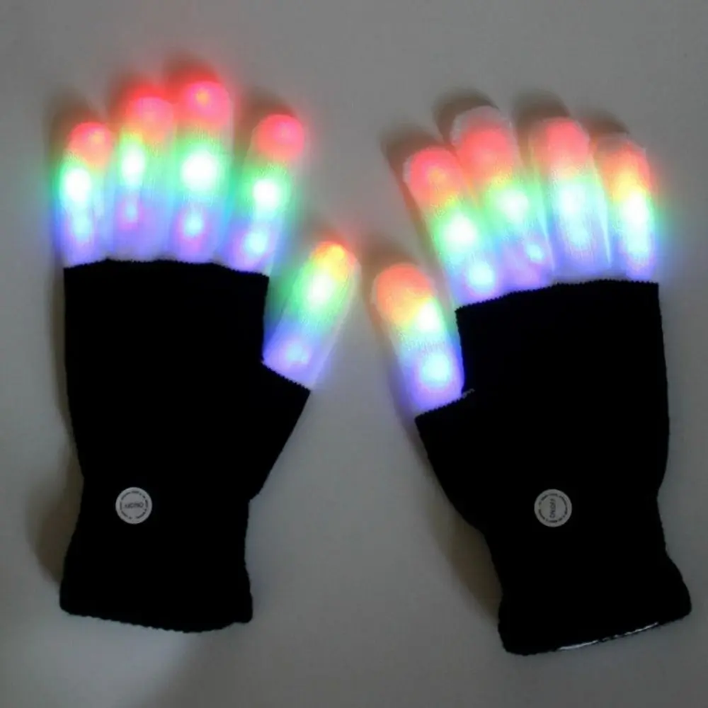2 Stück trend ige Halloween LED Glow Handschuh Rave Neon leuchtende bunte Handschuhe Fingers pitze Licht Multifunktions-Flash Finger Geschenk