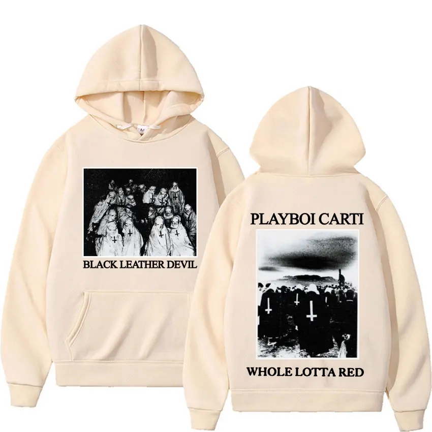 Playboi Carti WLR Black Leather Devil Album Tour Hoodies Men Fashion Vintage Casual Sweatshirt Hoodie Unisex Harajuku Streetwear