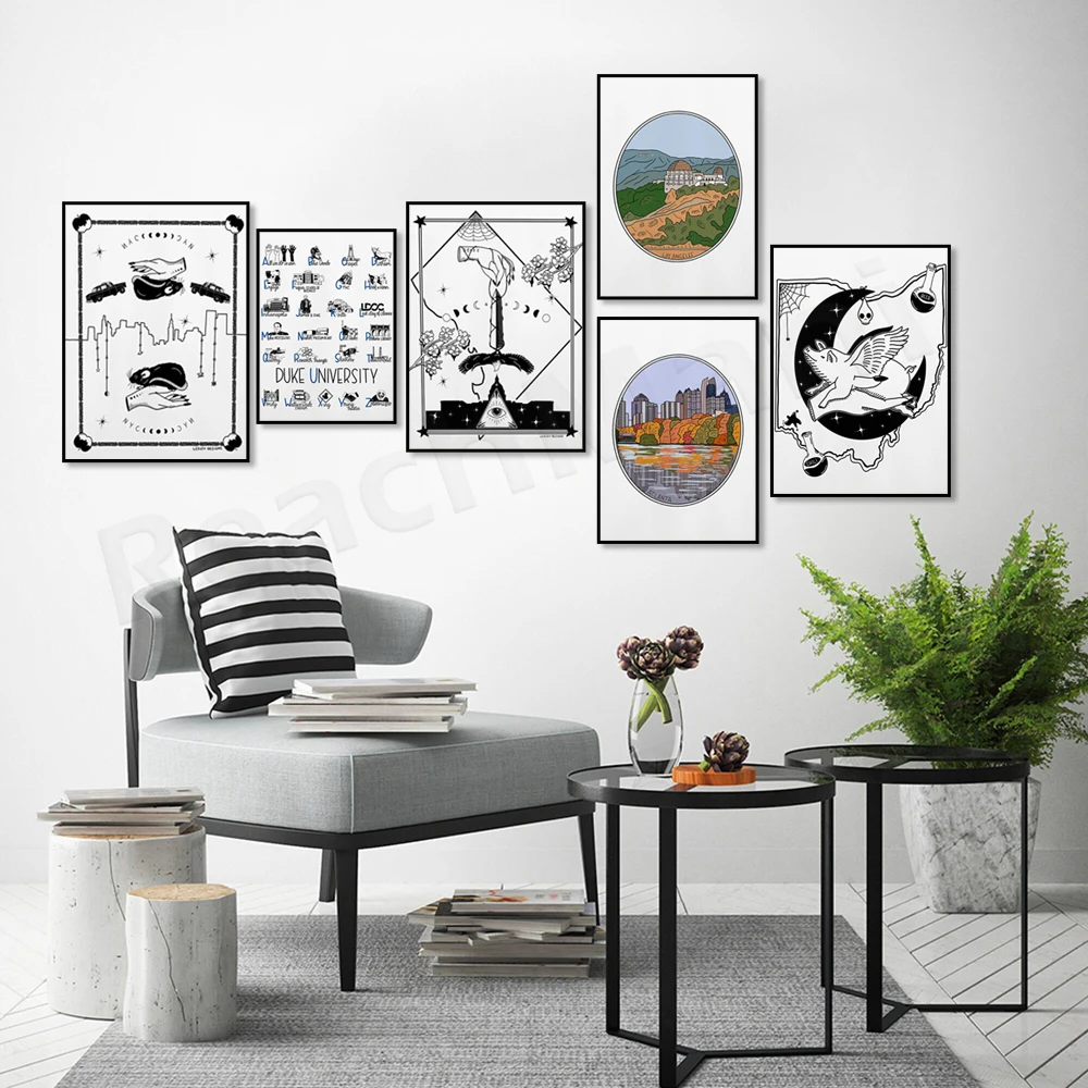 أوهايو، مدينة نيويورك، DC Witch Astro Art، طباعة أبجدية جامعة Duke، مدينة نيويورك، لوس أنجلوس، ملصق أيقونة مدينة أتلانتا #2