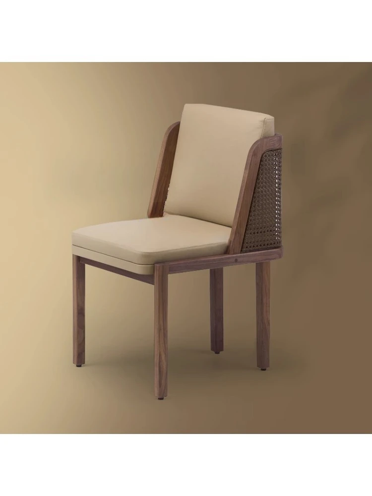 Modern Minimalist Dining Chair Solid Wood Rattan Woven Conference Chair Sales Office Coffee Shop Tea Room Soft Bag Bar Stool